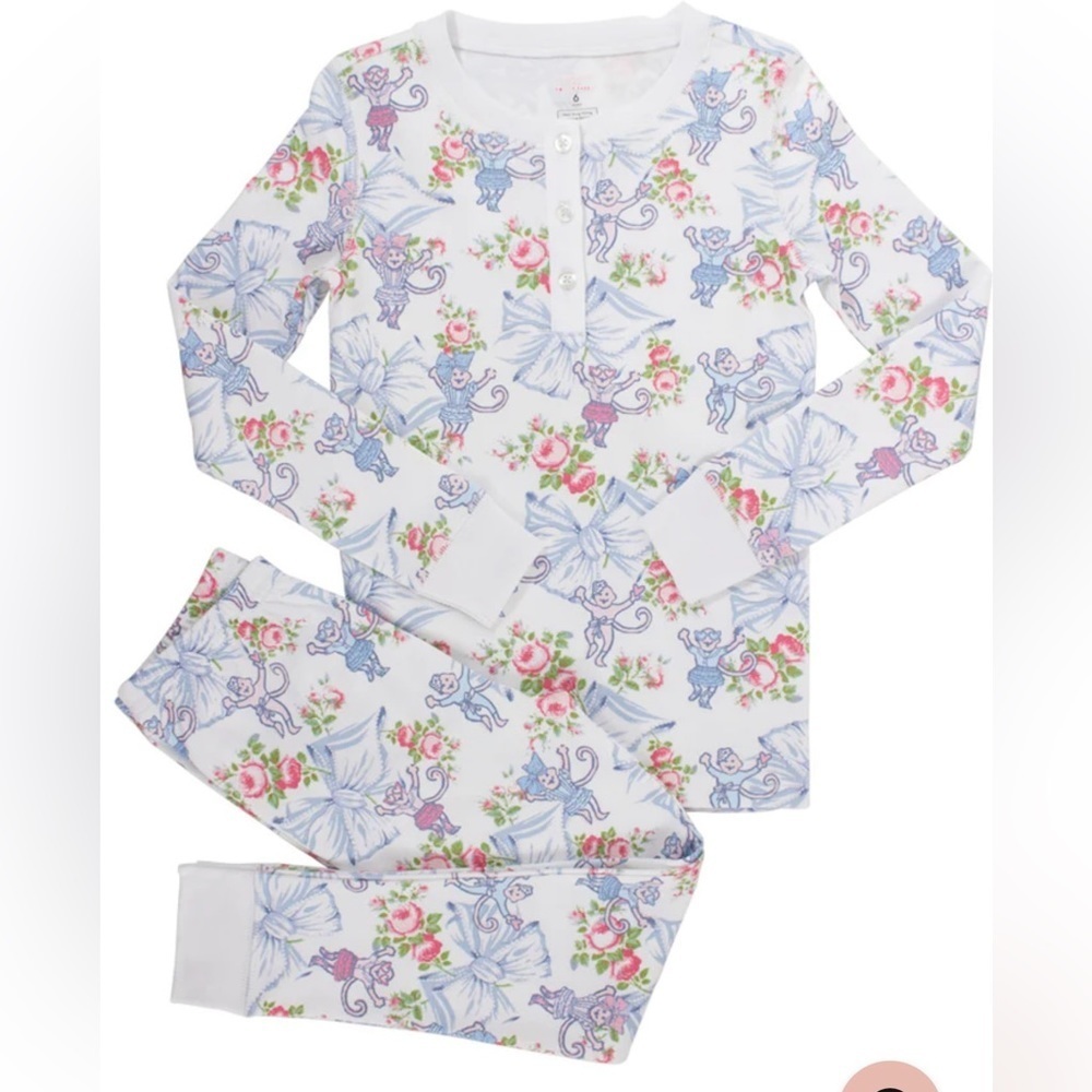 NWT Roller Rabbit X LoveShack Rosa Beaux Monkey Kids Pajamas Pastel Blue‎ - Picture 6 of 15